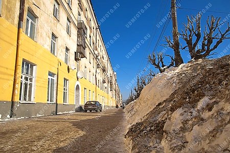 дерево,снег,сугроб,город Ижевск,улица Ленина